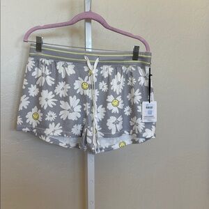NWT PJ Salvage Gray Floral Smiley Face Shorts